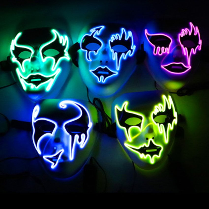 Halloween Light up Mask LED Scary Masks Glow in The Dark Party Masks Halloween Cosplay Supplies 2020 New Upgraded